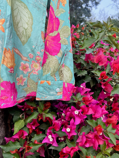 Emerald bloom printed muslin shirt